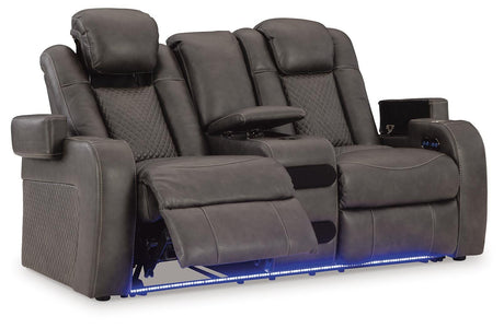 Fyne-Dyme Power Reclining Loveseat with Console - Furniture World