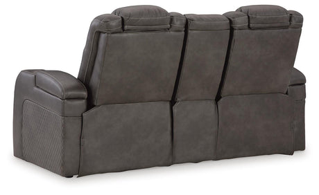 Fyne-Dyme Power Reclining Loveseat with Console - Furniture World