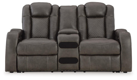 Fyne-Dyme Power Reclining Loveseat with Console - Furniture World
