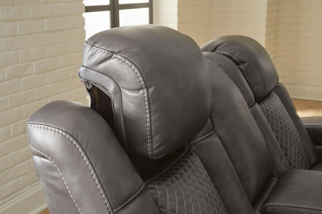 Fyne-Dyme Power Reclining Loveseat with Console - Furniture World