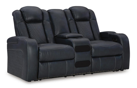 Fyne-Dyme Power Reclining Loveseat with Console - Furniture World