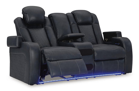 Fyne-Dyme Power Reclining Loveseat with Console - Furniture World