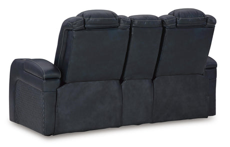 Fyne-Dyme Power Reclining Loveseat with Console - Furniture World