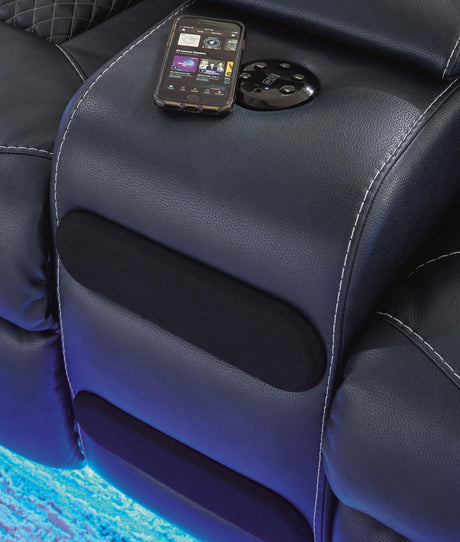 Fyne-Dyme Power Reclining Loveseat with Console - Furniture World