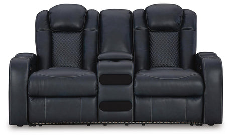 Fyne-Dyme Power Reclining Loveseat with Console - Furniture World