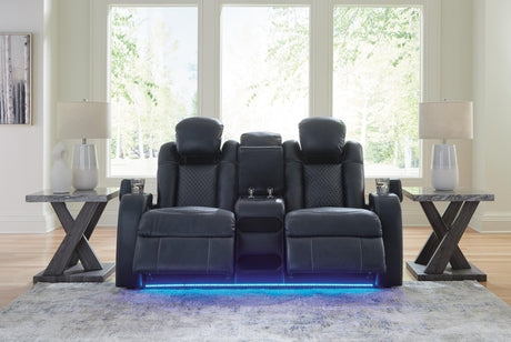 Fyne-Dyme Power Reclining Loveseat with Console - Furniture World