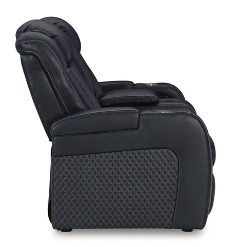 Fyne-Dyme Power Reclining Loveseat with Console - Furniture World