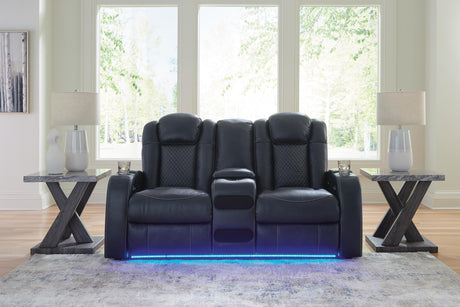 Fyne-Dyme Power Reclining Loveseat with Console - Furniture World