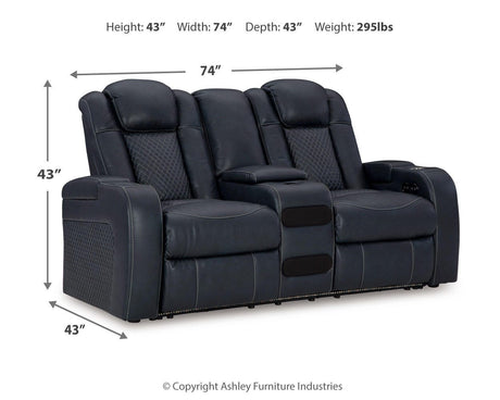 Fyne-Dyme Power Reclining Loveseat with Console - Furniture World