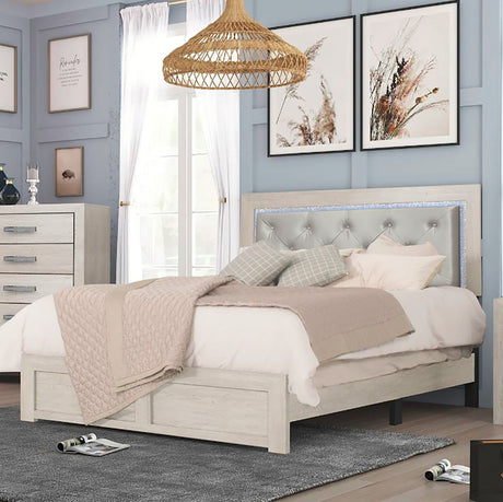 Jaylen Queen Upholstered Panel Bed in Gray - Furniture World