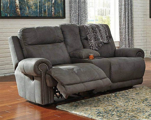 Austere Reclining Loveseat with Console - Furniture World