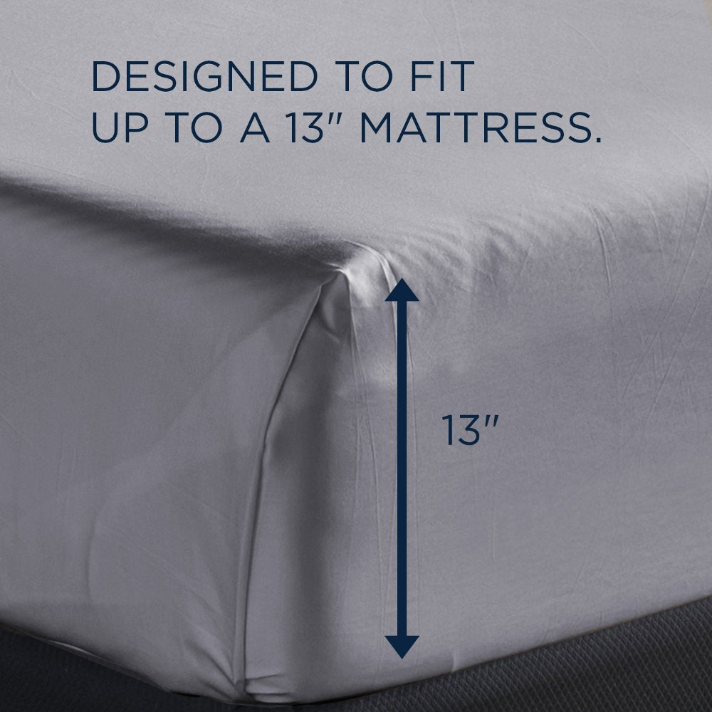 TEMPUR Luxe Egyptian Cotton Sheet Set Silver Mist
