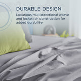 TEMPUR Luxe Egyptian Cotton Sheet Set Silver Mist
