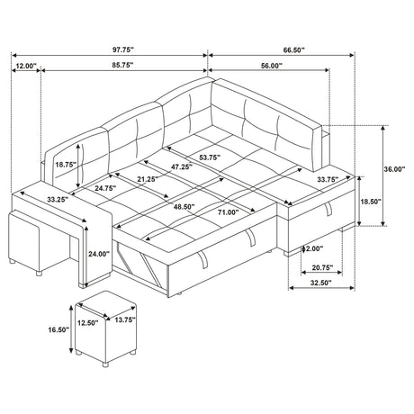 Roanne Pull-Out Sleeper Sectional Sofa - Furniture World