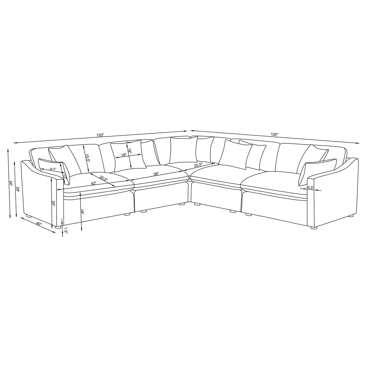 Hobson 5 Pc Sectionals