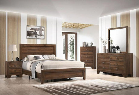 Millie Queen Panel Bed in Brown Cherry - Furniture World