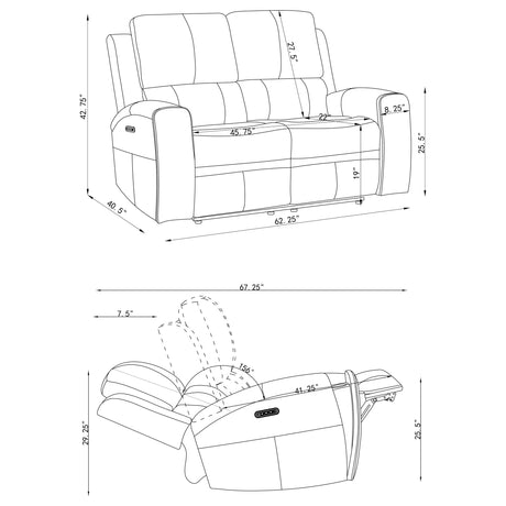 Brickston Triple Power Reclining Loveseat - Furniture World