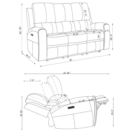 Brickston Triple Power Reclining Sofa - Furniture World