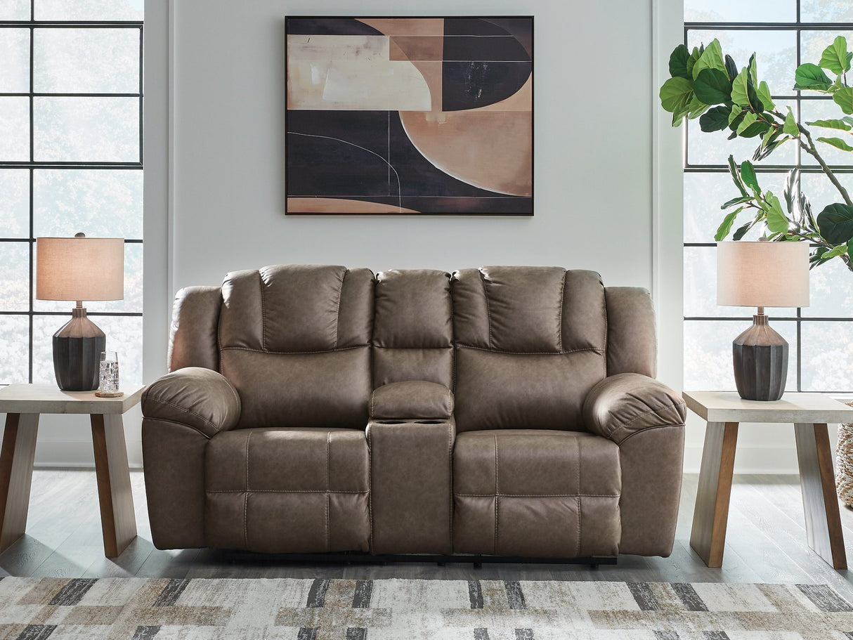 Lowilla Reclining Loveseat with Console - Furniture World