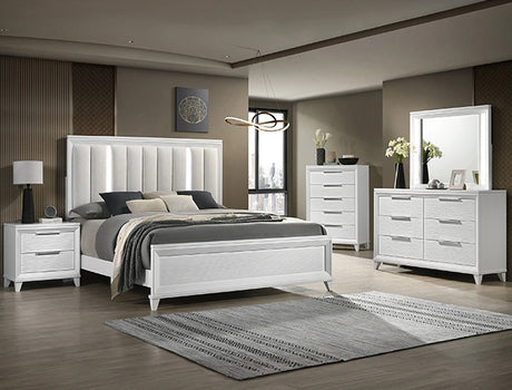 Crown Mark Furniture Cressida Queen Upholstered Panel Bed in White B7300-Q image
