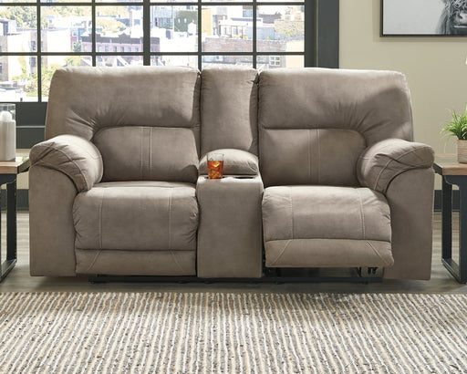 Cavalcade Power Reclining Loveseat with Console - Furniture World