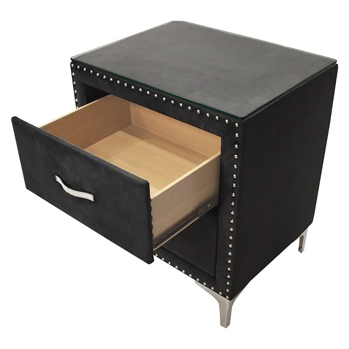 Lucinda 2 Drawer Nightstand in Black