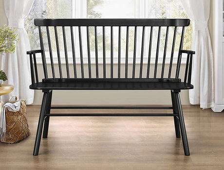 Crown Mark Furniture Jerimiah Spindleback Bench in Black image