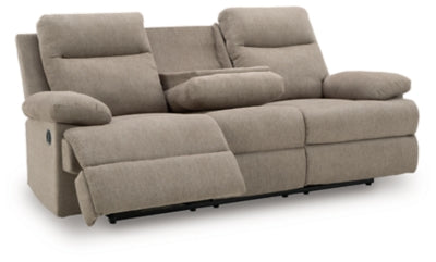 Side-Swipe Reclining Sofa with Drop Down Table - Furniture World