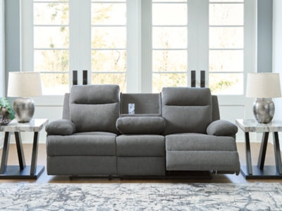 Side-Swipe Reclining Sofa with Drop Down Table - Furniture World