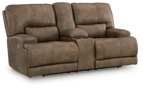 Beckley Place Power Reclining Loveseat with Console - Furniture World