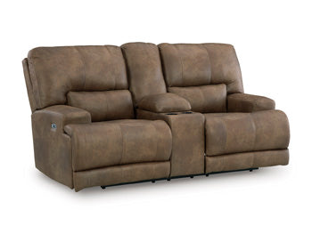 Beckley Place Power Reclining Loveseat with Console - Furniture World