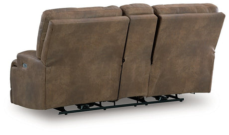 Beckley Place Power Reclining Loveseat with Console - Furniture World