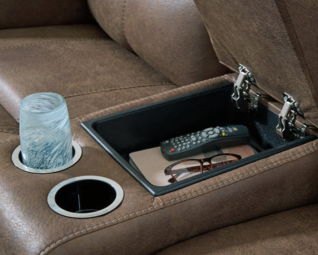 Beckley Place Power Reclining Loveseat with Console - Furniture World