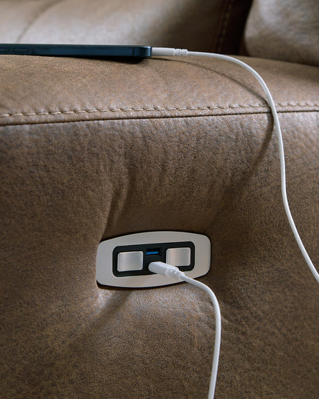 Beckley Place Power Reclining Loveseat with Console - Furniture World