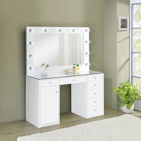 Acena Makeup Vanity Table with LED Mirror - Furniture World