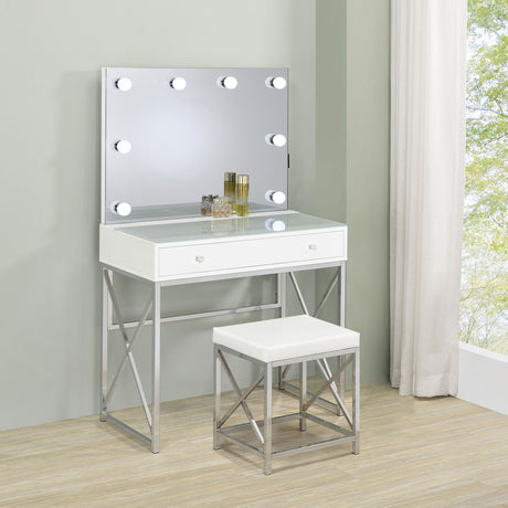 Eliza Makeup Vanity Table with LED Mirror and Stool - Furniture World