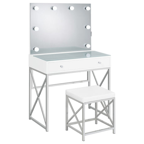 Eliza Makeup Vanity Table with LED Mirror and Stool - Furniture World