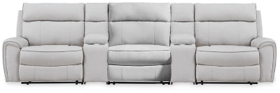 Social Pointe Reclining Sectional with Storage Consoles - Furniture World