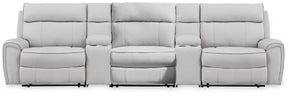 Social Pointe Reclining Sectional with Storage Consoles - Furniture World