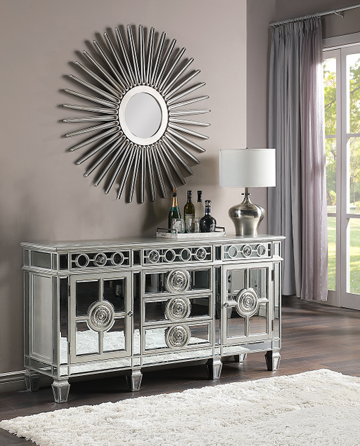 Varian Mirrored & Antique Platinum Server - Furniture World