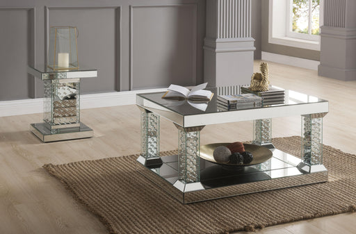 Nysa Mirrored & Faux Crystals Coffee Table - Furniture World