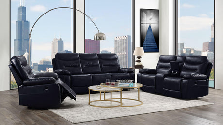 Aashi Navy Leather-Gel Match Sofa (Motion) - Furniture World
