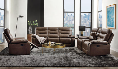 Aashi Brown Leather-Gel Match Sofa (Motion) - Furniture World