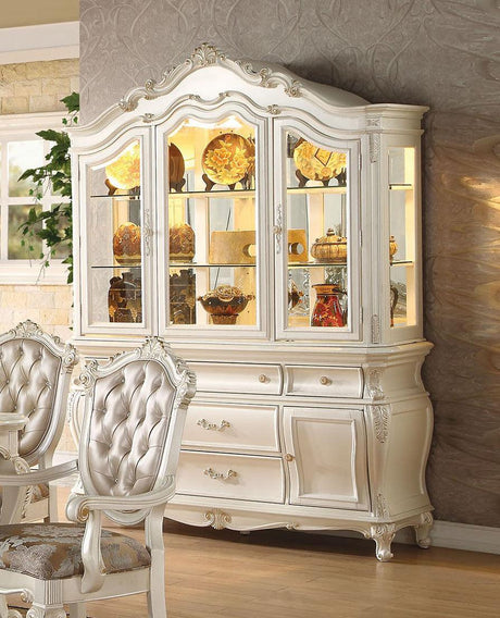 Acme Chantelle Buffet and Hutch in Pearl White 63544 - Furniture World