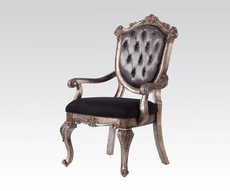 Acme Chantelle Button Tufted Back Seat Dining Arm Chair (Set of 2) in Antique Platinum 60543 - Furniture World