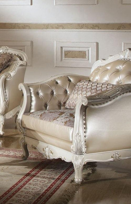 Acme Chantelle Living Room Chair w/Pillow in Pearl White 53542 - Furniture World