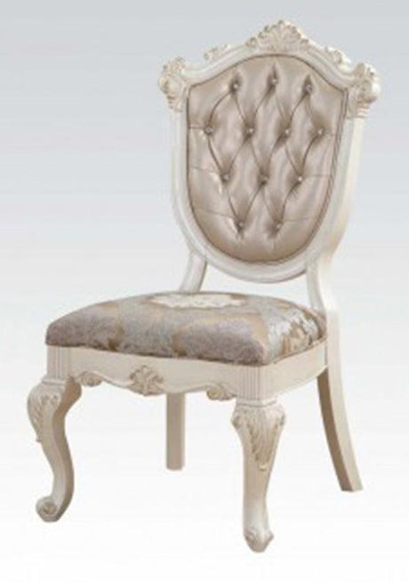 Acme Chantelle Side Chair in Rose Gold and Pearl White (Set of 2) 63542 - Furniture World