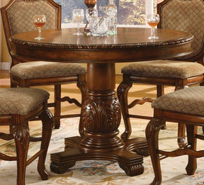 Acme Chateau De Ville Round Counter Height Pedestal Table in Cherry 04082 - Furniture World