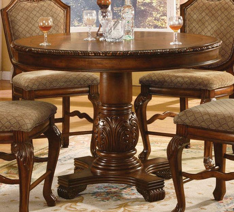 Acme Chateau De Ville Round Counter Height Pedestal Table in Cherry 04082 - Furniture World