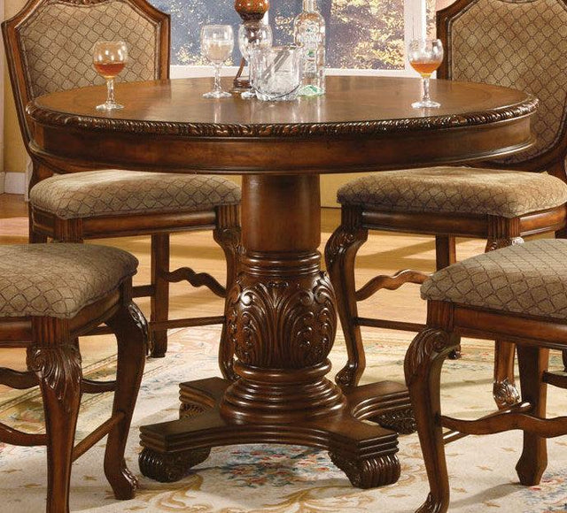 Acme Chateau De Ville Round Counter Height Pedestal Table in Cherry 04082 - Furniture World
